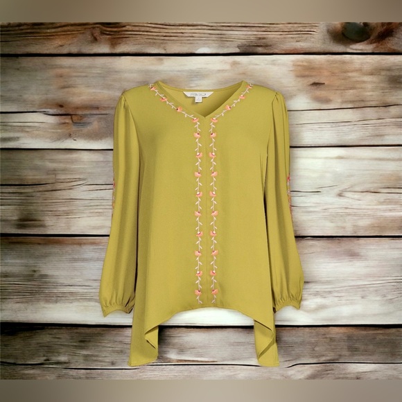 Pioneer woman embroidered tunic and gold hoop earrings. Both NWT! Ready to wear! - Picture 7 of 9